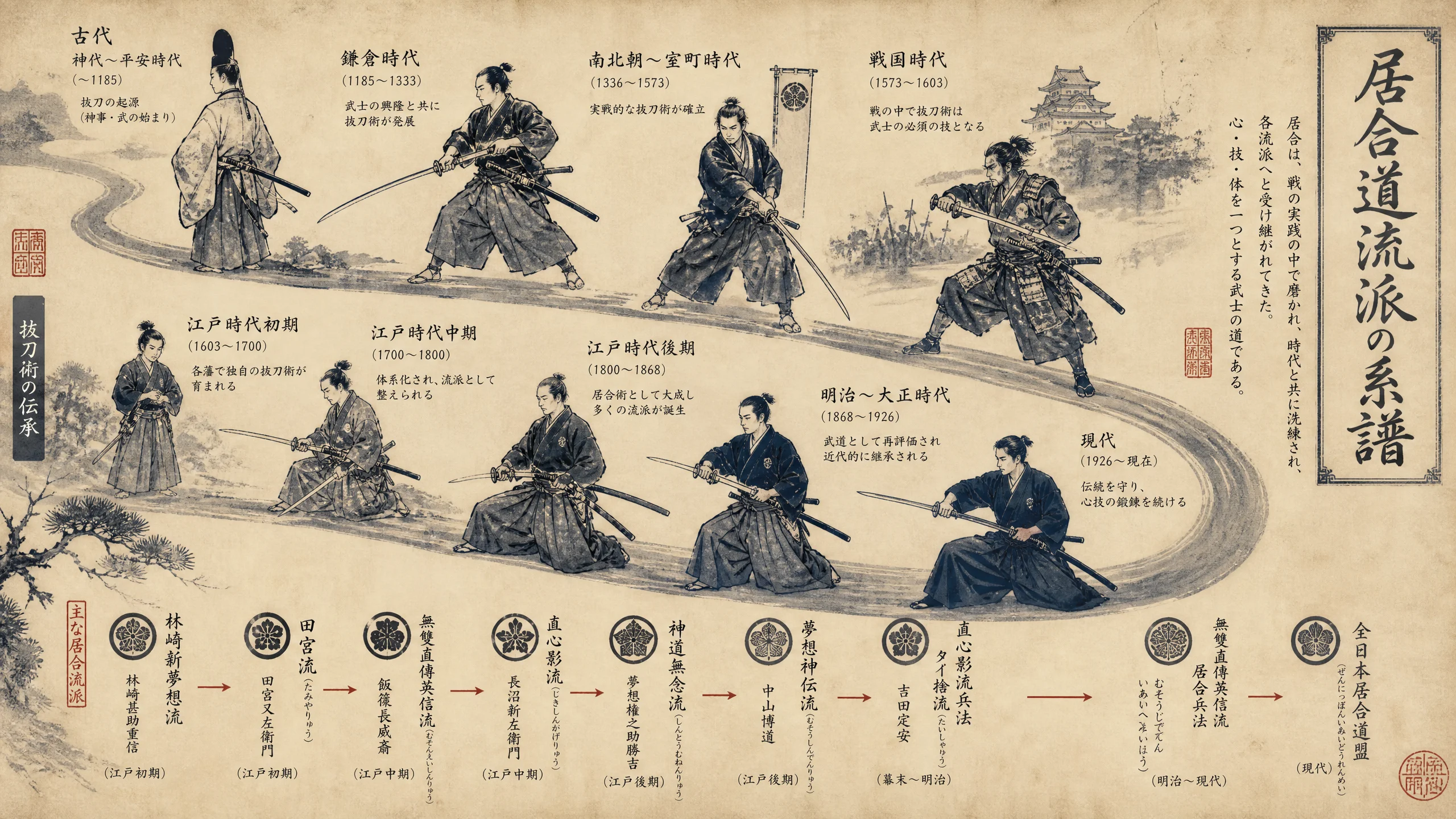 居合道流派历‌史传承图解